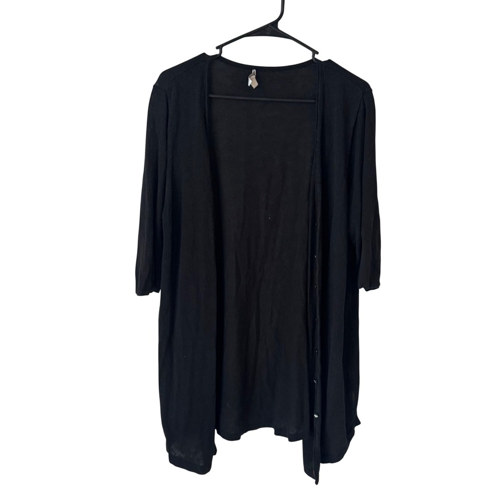 J. Jill Dark Brown Linen Blend Longline Button Cardigan Sweater Womens Large L